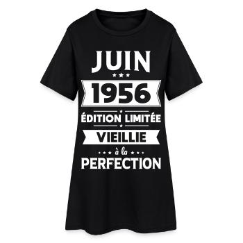 Anniversaire 70 ans - Juin 1956 Perfection - Robe T-shirt Femme - noir - Devant