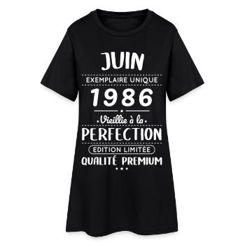 Anniversaire 40 ans - Juin 1986 Perfection - Robe T-shirt Femme - noir - Devant