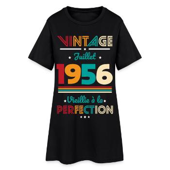 Anniversaire 70 ans - Vintage - Juillet 1956 - Robe T-shirt Femme - noir - Devant