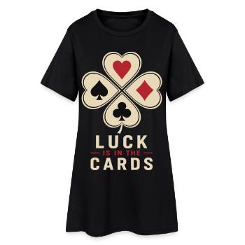 Le bonheur réside dans le motif du trèfle poker de cartes - Robe T-shirt Femme - noir - Devant