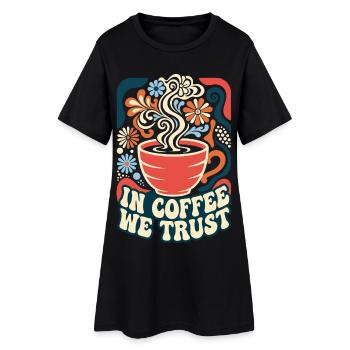 In Coffee We Trust Retro Kaffee - Women’s T-Shirt Dress - black - Front