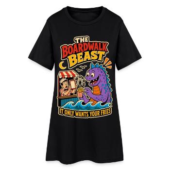 Bête du Promenade – Monstre drôle de frites - Robe T-shirt Femme - noir - Devant