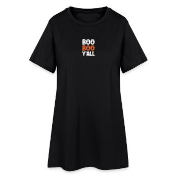 Boo Boo Y'all Geister-Print - Frauen T-Shirt-Kleid - Schwarz - Vorne