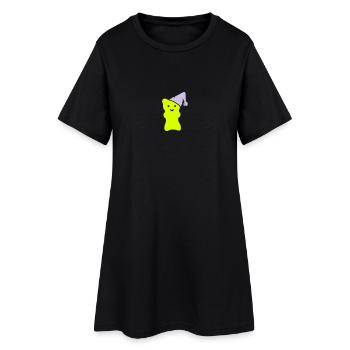 Schlafmützen-Gummibär / night cap gummi bear (2c) - Frauen T-Shirt-Kleid - Schwarz - Vorne