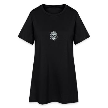 Totenkopf - Frauen T-Shirt-Kleid - Schwarz - Vorne