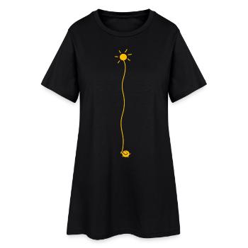 Sonne ins Herz - Frauen T-Shirt-Kleid - Schwarz - Vorne