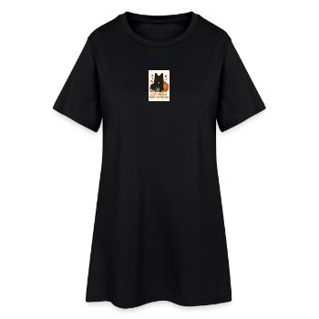 Cozy Paws and Pumpkin Dreams - Frauen T-Shirt-Kleid - Schwarz - Vorne