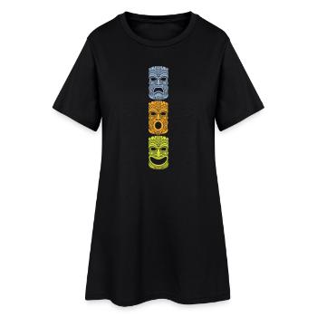 Masque Tiki Tricolore, T-shirts de style rétro et plus encore - Robe T-shirt Femme - noir - Devant