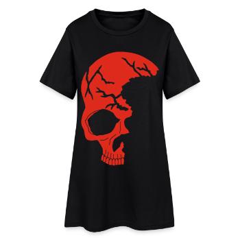 Red half-skull - Women’s T-Shirt Dress - black - Front