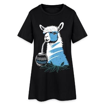 Yerba Mate Alpaka genießt Mate Tee - Frauen T-Shirt-Kleid - Schwarz - Vorne