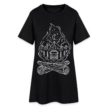 Nachtwald Vanlife Panorama - Frauen T-Shirt-Kleid - Schwarz - Vorne