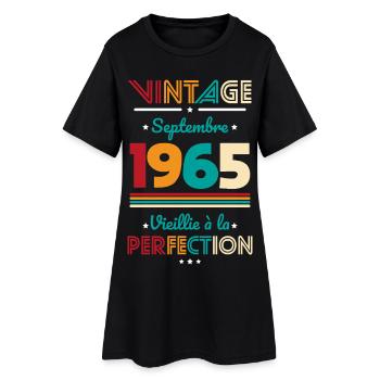 Anniversaire 60 ans - Vintage - Septembre 1965 - Robe T-shirt Femme - noir - Devant