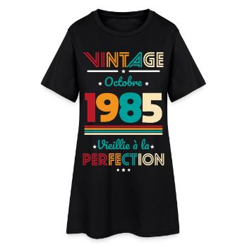 Anniversaire 40 ans - Vintage - Octobre 1985 - Robe T-shirt Femme - noir - Devant