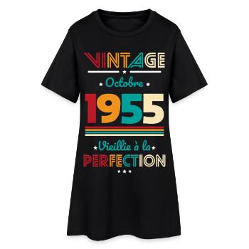 70. Geburtstag - Jahrgang - Oktober 1955 - Frauen T-Shirt-Kleid - Schwarz - Vorne