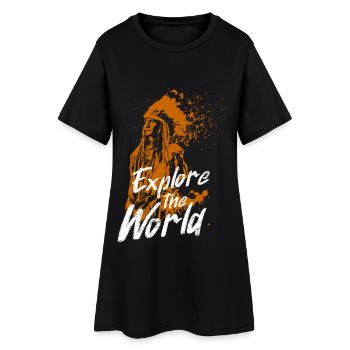 Explore the World Fresque Orange avec Indien - Robe T-shirt Femme - noir - Devant