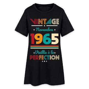 Anniversaire 60 ans - Vintage - Novembre 1965 - Robe T-shirt Femme - noir - Devant