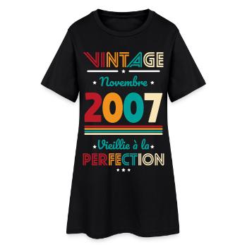 18. Geburtstag - Jahrgang - November 2007 - Frauen T-Shirt-Kleid - Schwarz - Vorne