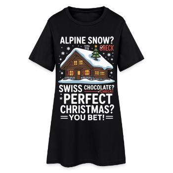 Chalet alpin de Noël avec neige et chocolat - Robe T-shirt Femme - noir - Devant