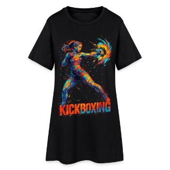 Kickboxerin cool abstrakt Power Kickboxen Geschenk - Frauen T-Shirt-Kleid - Schwarz - Vorne
