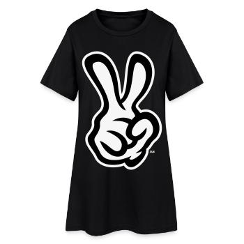 Victory Handzeichen (Rechte Hand / NEG / 2C) - Frauen T-Shirt-Kleid - Schwarz - Vorne