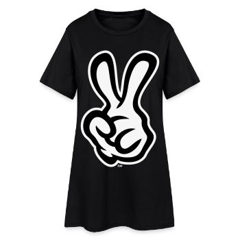 Victory Handzeichen (Linke Hand / NEG / 2C) - Frauen T-Shirt-Kleid - Schwarz - Vorne