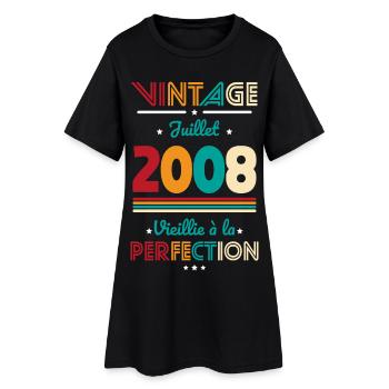 Anniversaire 18 ans - Vintage - Juillet 2008 - Robe T-shirt Femme - noir - Devant