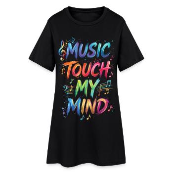 Music Touch My Mind Quote Text Painting Print - Robe T-shirt Femme - noir - Devant