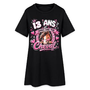 Cheval 13 Ans Anniversaire Ado Poney - Robe T-shirt Femme - noir - Devant