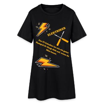 Elektriker T-Shirt Lustiges Geschenk Beruf Humor!! - Frauen T-Shirt-Kleid - Schwarz - Vorne