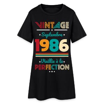 Anniversaire 40 ans - Vintage - Septembre 1986 - Robe T-shirt Femme - noir - Devant