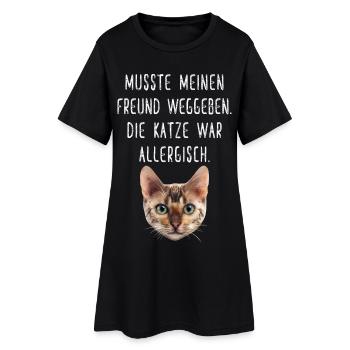 Musste meinen Freund weggeben die Katze allergisch - Frauen T-Shirt-Kleid - Schwarz - Vorne