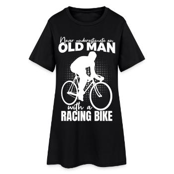 Grand-père cycliste - Robe T-shirt Femme - noir - Devant