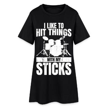 Blague drôle de batteur - Robe T-shirt Femme - noir - Devant