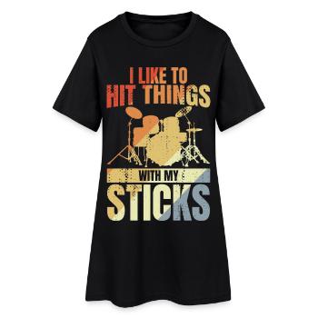 Blague de batteur - Robe T-shirt Femme - noir - Devant