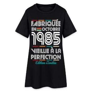 Anniversaire 40 ans - Fabriquée en Octobre 1985 - Robe T-shirt Femme - noir - Devant