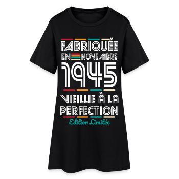 Anniversaire 80 ans - Fabriquée en Novembre 1945 - Robe T-shirt Femme - noir - Devant