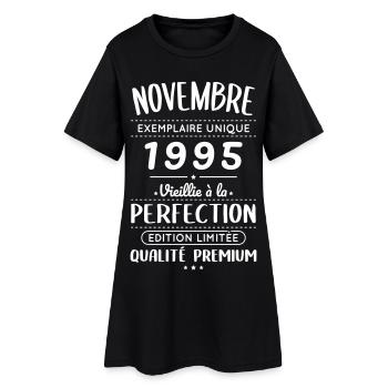 Anniversaire 30 ans - Novembre 1995 Perfection - Robe T-shirt Femme - noir - Devant