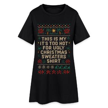 Chemise de chandails de Noël trop chauds pour moches - Robe T-shirt Femme - noir - Devant