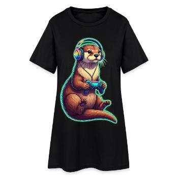 Otter Fun Video Games - Women’s T-Shirt Dress - black - Front