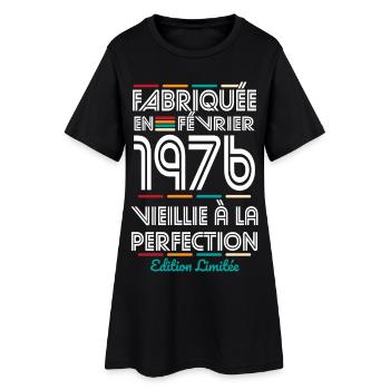 Anniversaire 50 ans - Fabriquée en Février 1976 - Robe T-shirt Femme - noir - Devant