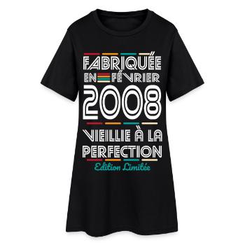 Anniversaire 18 ans - Fabriquée en Février 2008 - Robe T-shirt Femme - noir - Devant