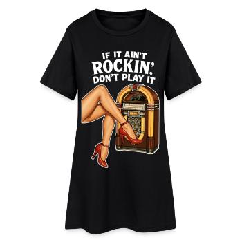 Rockabilly des années 50 Talons Épinglés Jambes Épinglées Jukebox Rétro - Robe T-shirt Femme - noir - Devant