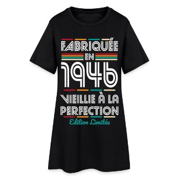 1946 – Hergestellt – Perfekt gereift - Frauen T-Shirt-Kleid - Schwarz - Vorne