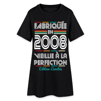 2008 – Hergestellt – Perfekt gereift - Frauen T-Shirt-Kleid - Schwarz - Vorne
