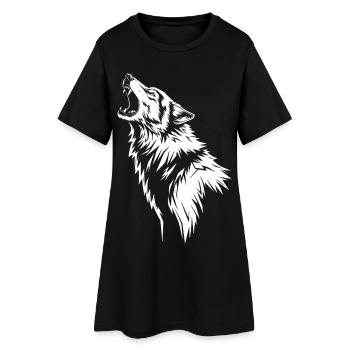 Howling wolf in silhouette - Women’s T-Shirt Dress - black - Front