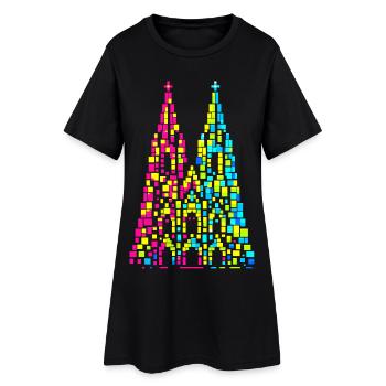 Cathédrale de Cologne, Carnaval, Carnaval, Confettis - Robe T-shirt Femme - noir - Devant