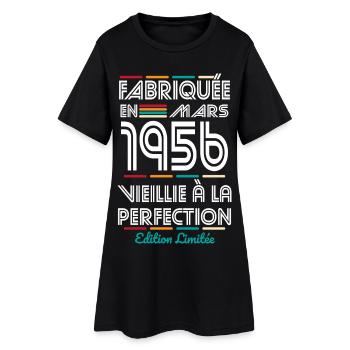Anniversaire 70 ans - Fabriquée en Mars 1956 - Robe T-shirt Femme - noir - Devant