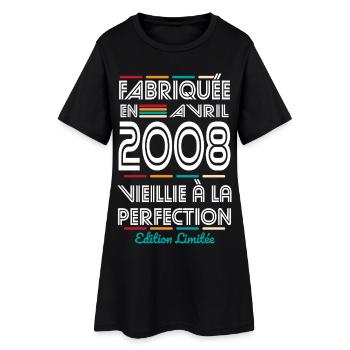Anniversaire 18 ans - Fabriquée en Avril 2008 - Robe T-shirt Femme - noir - Devant