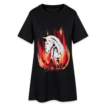 Fire Horse - Illustration with flames - Women’s T-Shirt Dress - black - Front