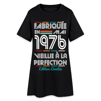 Anniversaire 50 ans - Fabriquée en Mai 1976 - Robe T-shirt Femme - noir - Devant